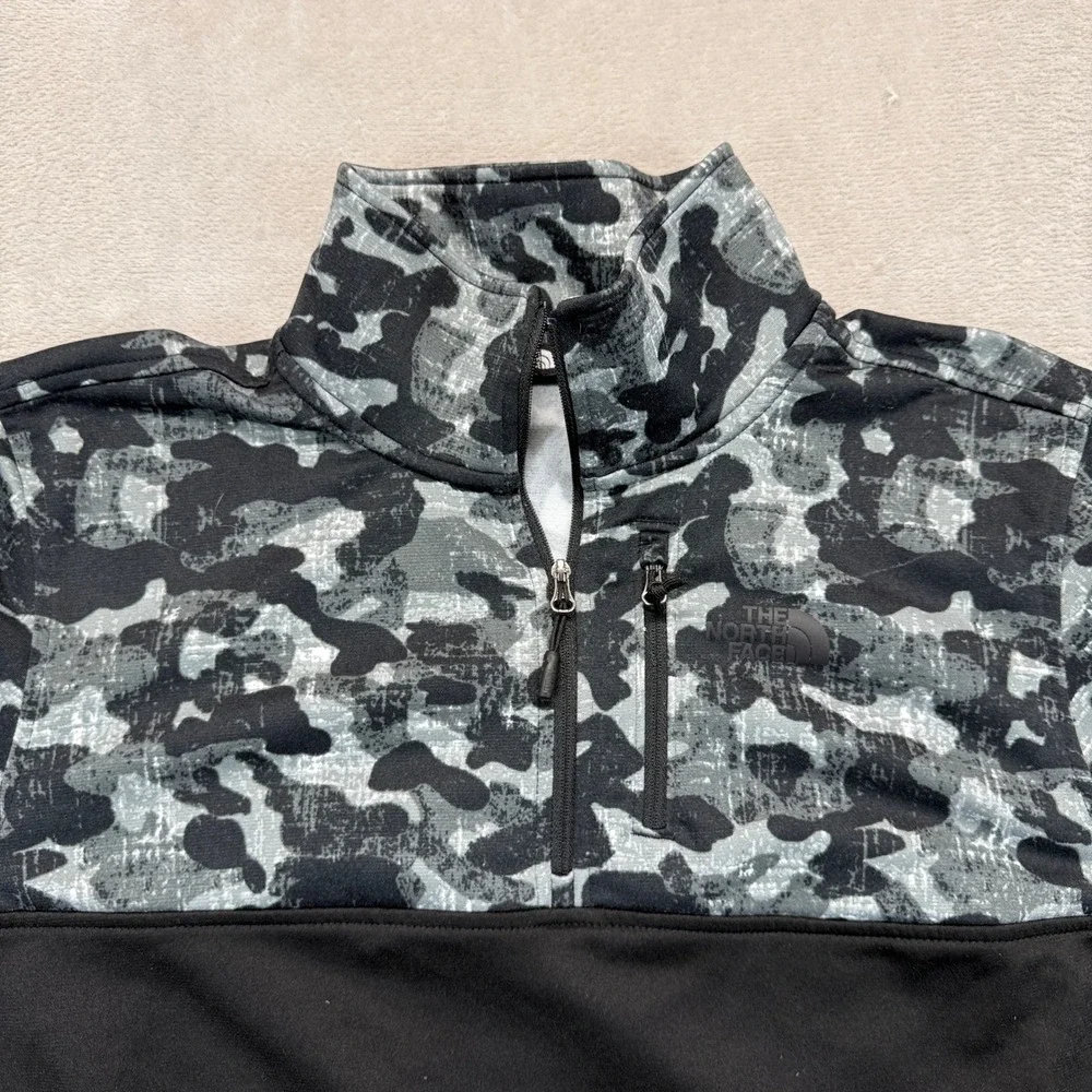 The North Face Sweatshirt Men's Small Black White Camo 1/4 Zip Pullover Outdoors